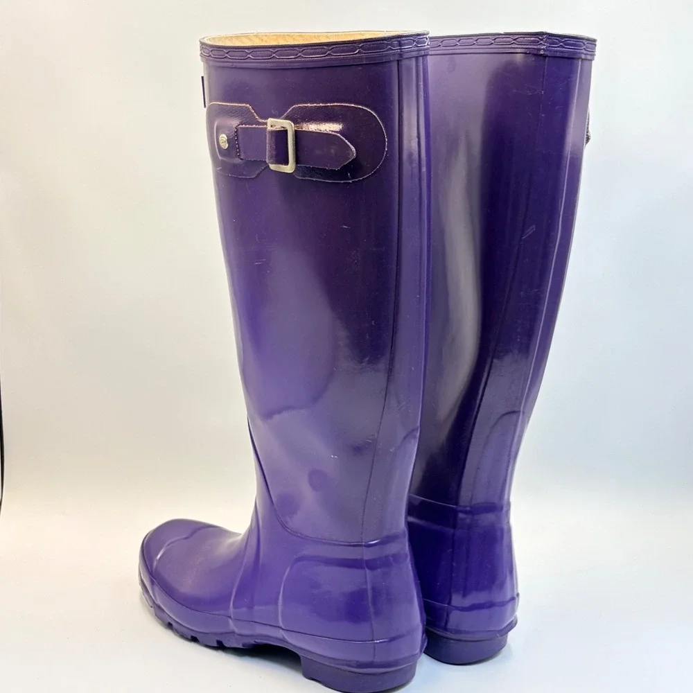 Hunter Original Gloss Tall Purple Rain Boots W23616 Womens 5 Mens 4 EU 35/36